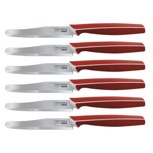 Bissolo Casa Posate Coltelli<SET 6 COLTELLI DA TAVOLA ROSSI LINEA MASTER 10.5CM