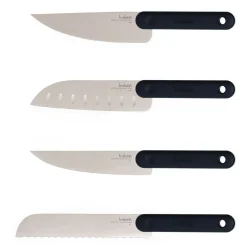 Bissolo Casa Posate Coltelli<SET 4 COLTELLI KNIFE SET BLACK EDITION ACCIAIO INOX MANICO NERO