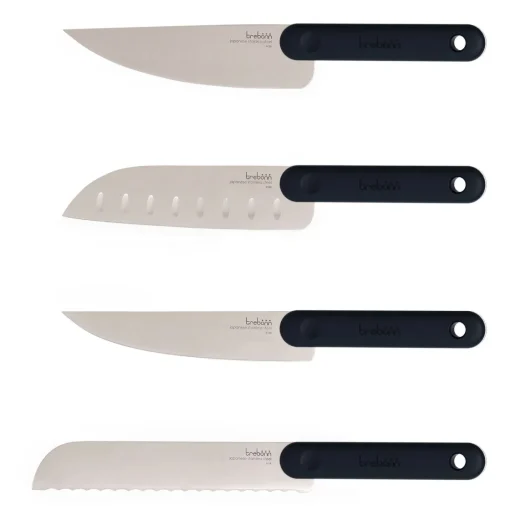 Bissolo Casa Posate Coltelli<SET 4 COLTELLI KNIFE SET BLACK EDITION ACCIAIO INOX MANICO NERO