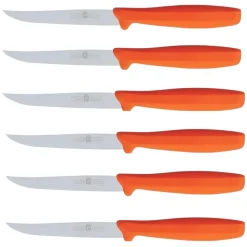 Bissolo Casa Posate Coltelli<SET 6 COLTELLI PER BISTECCA ARANCIO LINEA L'ORIGINALE MIGLIORE 11CM