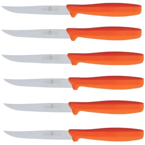 Bissolo Casa Posate Coltelli<SET 6 COLTELLI PER BISTECCA ARANCIO LINEA L'ORIGINALE MIGLIORE 11CM