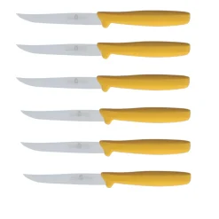 Bissolo Casa Posate Coltelli<SET 6 COLTELLI PER BISTECCA GIALLI LINEA L'ORIGINALE MIGLIORE 11CM