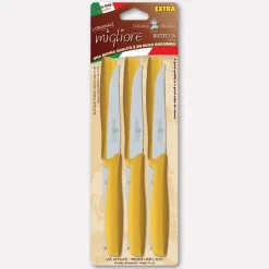 Bissolo Casa Posate Coltelli<SET 6 COLTELLI PER BISTECCA GIALLI LINEA L'ORIGINALE MIGLIORE 11CM
