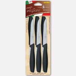 Bissolo Casa Posate Coltelli<SET 6 COLTELLI PER BISTECCA NERI LINEA L'ORIGINALE MIGLIORE 11CM