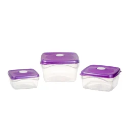Bissolo Casa Conservazione Cibi Contenitori<SET 3 CONTENITORI FRESKA SQUARE IN PLASTICA 0.5-1-2LT ASSORTITO