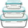 Bissolo Casa Conservazione Cibi Contenitori<SET 3 CONTENITORI RETTANGOLARI IN VETRO CON COPERCHIO