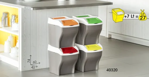 Bissolo Casa Portarifiuti Pattumiere<SET 4 PATTUMIERE MODELLO POKER PLUS 27LT: vendita online SET 4 PATTUMIERE MODELLO POKER PLUS 27LT in offerta