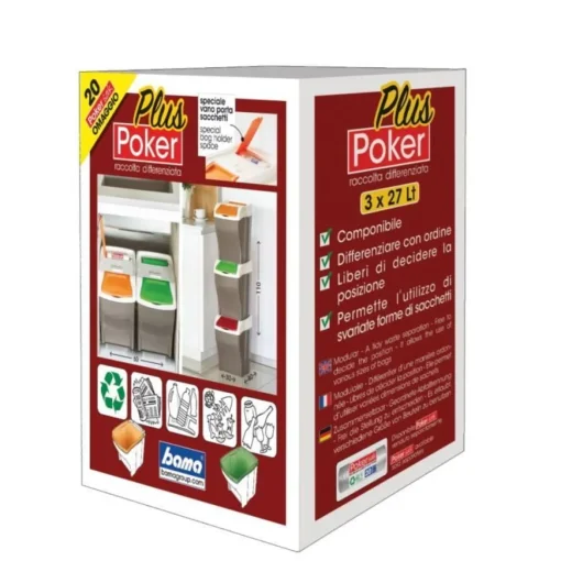 Bissolo Casa Portarifiuti Pattumiere<SET 4 PATTUMIERE MODELLO POKER PLUS 27LT: vendita online SET 4 PATTUMIERE MODELLO POKER PLUS 27LT in offerta