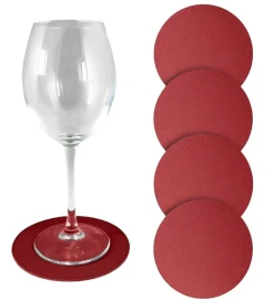 Bissolo Casa Tessile Tavola Tovagliette<SET 4 SOTTOBICCHIERI IN SIMILPELLE DIAM. 12.5CM BORDEAUX: vendita online SET 4 SOTTOBICCHIERI IN SIMILPELLE DIAM. 12.5CM BORDEAUX in offerta