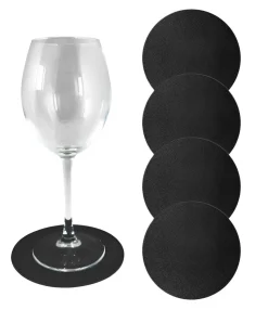 Bissolo Casa Tessile Tavola Tovagliette<SET 4 SOTTOBICCHIERI IN SIMILPELLE DIAM. 12.5CM NERO: vendita online SET 4 SOTTOBICCHIERI IN SIMILPELLE DIAM. 12.5CM NERO in offerta