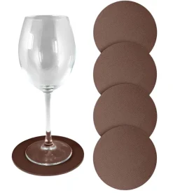 Bissolo Casa Tessile Tavola Tovagliette<SET 4 SOTTOBICCHIERI IN SIMILPELLE DIAM. 12.5CM MARRONE: vendita online SET 4 SOTTOBICCHIERI IN SIMILPELLE DIAM. 12.5CM MARRONE in offerta