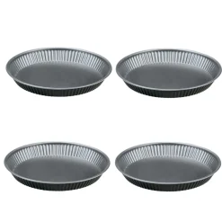 Bissolo Casa Pasticceria Stampini<SET 4 STAMPINI PER CROSTATE LINEA SILVER ELEGANCE IN ACCIAIO 12X1.9CM