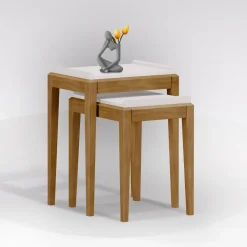 Bissolo Casa Tavolini<SET 2 TAVOLINI LEGNO MASSELLO E BIANCO: vendita online SET 2 TAVOLINI LEGNO MASSELLO E BIANCO in offerta