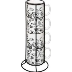 Bissolo Casa Tazze, Tazzine, Coppette Tazze<SET 4 TAZZE RACK FLORAL CON SUPPORTO