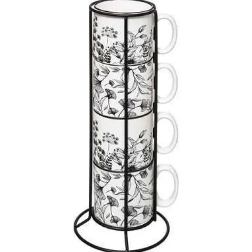 Bissolo Casa Tazze, Tazzine, Coppette Tazze<SET 4 TAZZE RACK FLORAL CON SUPPORTO