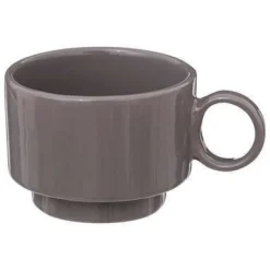 Bissolo Casa Tazze, Tazzine, Coppette Tazzine<SET 4 TAZZINE CON MANICO IN GRES LINEA RETRO 10CL GRIGIO