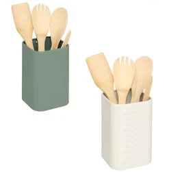 Bissolo Casa Accessori Vari Utensili Da Cucina<SET 4 UTENSILI IN LEGNO CON CONTENITORE ASSORTITO