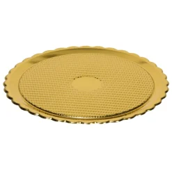Bissolo Casa Pasticceria Porta Torte E Alzate<SET 2 VASSOI LINEA EASY BAKE IN PLASTICA DORATA DIAM. 28CM