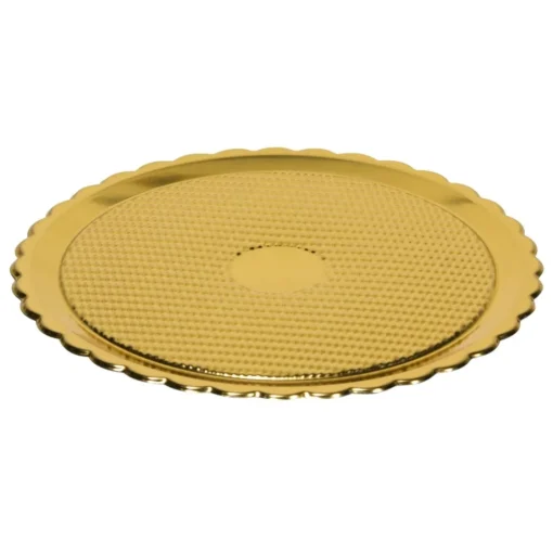 Bissolo Casa Pasticceria Porta Torte E Alzate<SET 2 VASSOI LINEA EASY BAKE IN PLASTICA DORATA DIAM. 28CM
