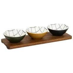 Bissolo Casa Tazze, Tazzine, Coppette Coppette<SET APERITIVO FAMILY CORNER 4PZ IN CERAMICA E ACACIA