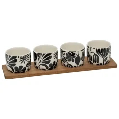 Bissolo Casa Piatti Vassoi<SET APERITIVO 5PZ TWISTED LIME IN GRES E ACACIA