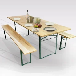 Bissolo Casa Set Tavoli E Sedie<Set Birreria due panche e tavolo in legno naturale 220x80