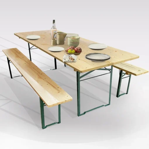 Bissolo Casa Set Tavoli E Sedie<Set Birreria due panche e tavolo in legno naturale 220x80