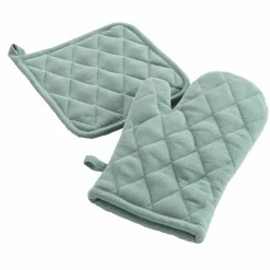 Bissolo Casa Tessile Cucina Guanti E Presine<SET GUANTO DA CUCINA + PRESINA IN COTONE UNITO VERDE SALVIA: vendita online SET GUANTO DA CUCINA + PRESINA IN COTONE UNITO VERDE SALVIA in offerta