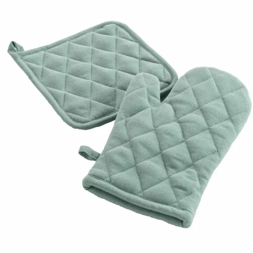 Bissolo Casa Tessile Cucina Guanti E Presine<SET GUANTO DA CUCINA + PRESINA IN COTONE UNITO VERDE SALVIA: vendita online SET GUANTO DA CUCINA + PRESINA IN COTONE UNITO VERDE SALVIA in offerta