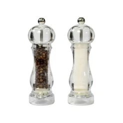 Bissolo Casa Accessori Vari Oliere, Acetiere, Saliere E Pepiere<SET MACINA PEPE E SALE CAPRI IN ACRILICO ARGENTO H. 16.5CM