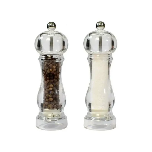 Bissolo Casa Accessori Vari Oliere, Acetiere, Saliere E Pepiere<SET MACINA PEPE E SALE CAPRI IN ACRILICO ARGENTO H. 16.5CM