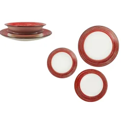 Bissolo Casa Piatti Servizio Completo<SET TAVOLA DA 18 PIATTI IN CERAMICA ROSSO