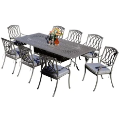 Bissolo Casa Set Tavoli E Sedie<SET TAVOLO E 8 SEDIE IN ALLUMINIO ANTRACITE: TAVOLO DA ESTERNO