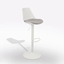 Bissolo Casa Sgabelli<SGABELLO BIANCO CON SEDUTA IN TESSUTO GRIGIO: vendita online SGABELLO BIANCO CON SEDUTA IN TESSUTO GRIGIO in offerta