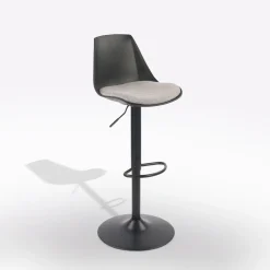 Bissolo Casa Sgabelli<SGABELLO NERO CON SEDUTA IN TESSUTO GRIGIO: vendita online SGABELLO NERO CON SEDUTA IN TESSUTO GRIGIO in offerta