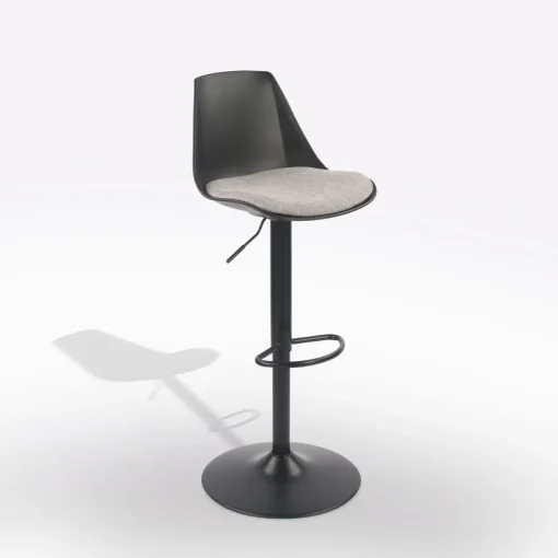 Bissolo Casa Sgabelli<SGABELLO NERO CON SEDUTA IN TESSUTO GRIGIO: vendita online SGABELLO NERO CON SEDUTA IN TESSUTO GRIGIO in offerta