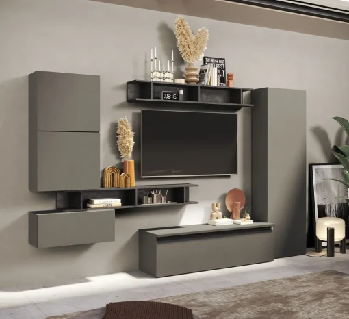Bissolo Casa Pareti E Soggiorni Componibili<Soggiorno con Base TV in Offerta: Mobili Soggiorno Ardesia/Piombo