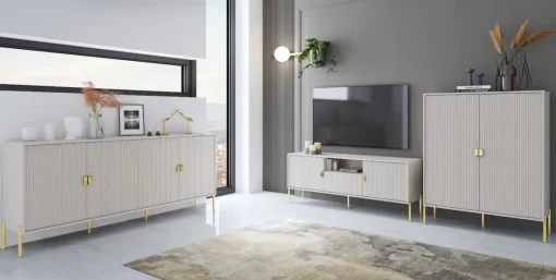 Bissolo Casa Pareti E Soggiorni Componibili<Soggiorno in Offerta: Composizione Modello Lotus Cashmere Effetto Cannettato