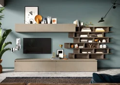 Bissolo Casa Pareti E Soggiorni Componibili<Soggiorno in Promozione - Modello Infinity in Laminato Argilla Bronzo con 2 Basi Tv A Ribalta