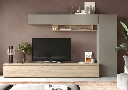 Bissolo Casa Pareti E Soggiorni Componibili<Soggiorno in promozione: Soggiorno Infinity 2.0 Laminato Argilla/Cadiz e 2 Basi Tv A Ribalta