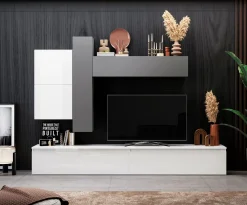 Bissolo Casa Pareti E Soggiorni Componibili<SOGGIORNO MOD. INFINITY 2.0 ARDESIA/BIANCO LUCIDO in vendita online