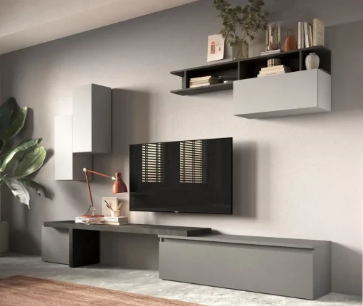 Bissolo Casa Pareti E Soggiorni Componibili<SOGGIORNO MOD. INFINITY 2.0 ARDESIA/GESSO/PIOMBO in vendita online