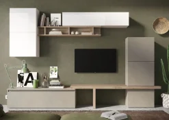 Bissolo Casa Pareti E Soggiorni Componibili<SOGGIORNO MOD. INFINITY 2.0 ARGILLA/BIANCO LUCIDO/CADIZ in vendita online