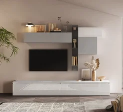 Bissolo Casa Pareti E Soggiorni Componibili<SOGGIORNO MOD. INFINITY 2.0 BIANCO LUCIDO/GESSO/ARDESIA in vendita online