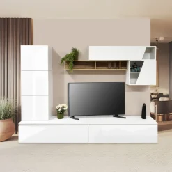 Bissolo Casa Pareti E Soggiorni Componibili<SOGGIORNO MOD. INFINITY 2.0 BIANCO LUCIDO E CADIZ in vendita online