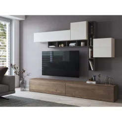 Bissolo Casa Pareti E Soggiorni Componibili<SOGGIORNO MOD. MINERVA NOCE EASTWOOD/SPATOLATO E GRAFITE : vendita online SOGGIORNO MOD. MINERVA NOCE EASTWOOD/SPATOLATO E GRAFITE in offerta