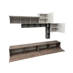 Bissolo Casa Pareti E Soggiorni Componibili<SOGGIORNO MOD. MINERVA NOCE EASTWOOD/SPATOLATO E GRAFITE : vendita online SOGGIORNO MOD. MINERVA NOCE EASTWOOD/SPATOLATO E GRAFITE in offerta