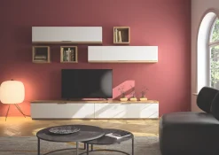 Bissolo Casa Pareti E Soggiorni Componibili<SOGGIORNO MOD. MUNDI BIANCO LUCIDO E ROVERE ARTISAN