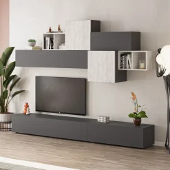 Bissolo Casa Pareti E Soggiorni Componibili<SOGGIORNO MOD. TROMEN ANTRACITE E ANCIENT WHITE in vendita online