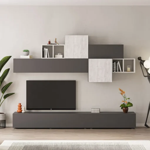 Bissolo Casa Pareti E Soggiorni Componibili<SOGGIORNO MOD. TROMEN ANTRACITE E ANCIENT WHITE in vendita online